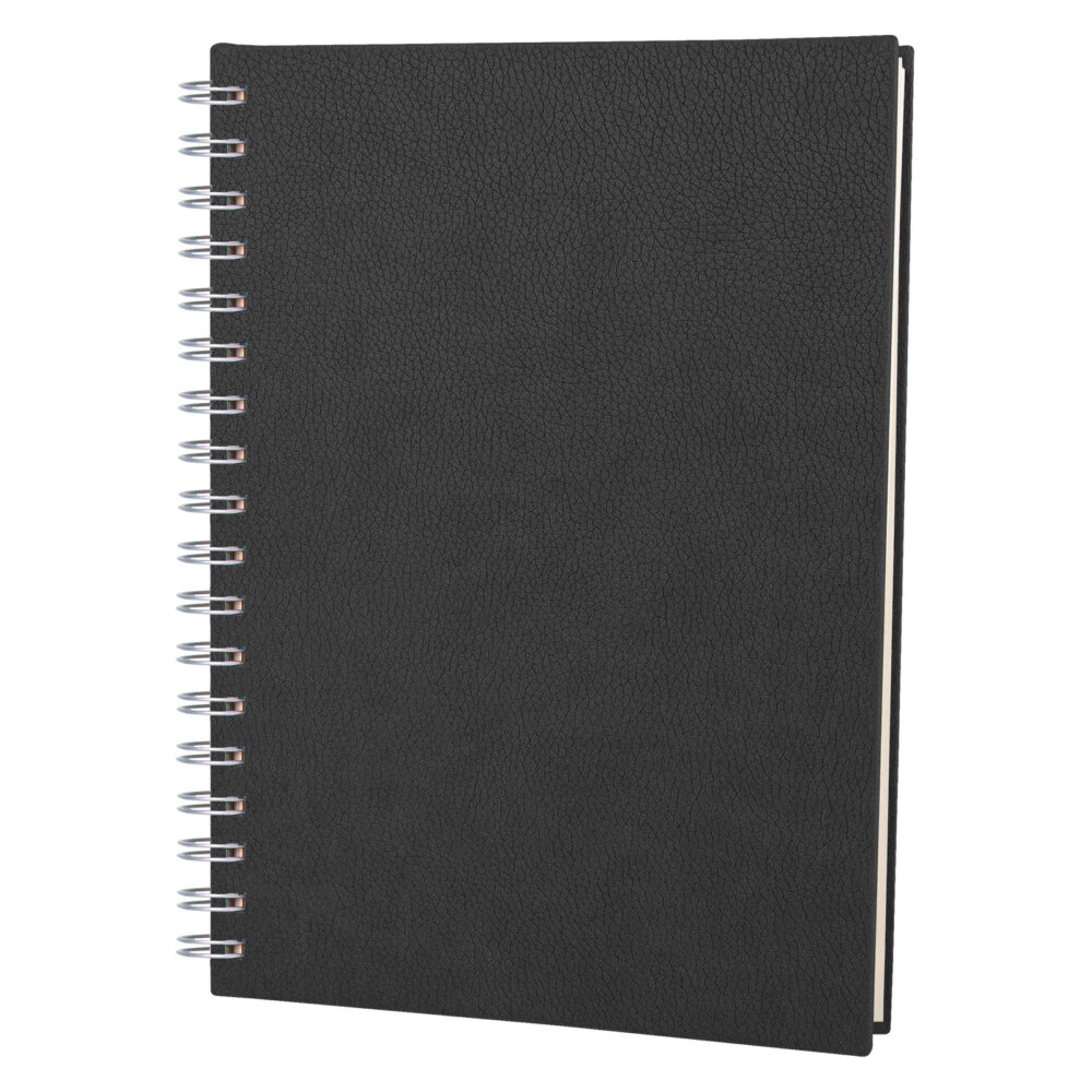 Aşkabat Siyah Kareli Tarihli Spiralli Ajanda (17x24 cm) - Siyah logolu promosyon