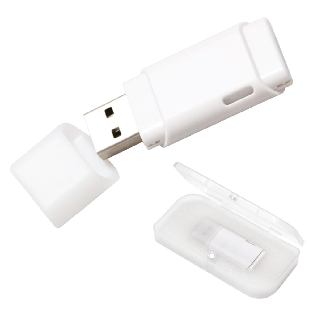 Uygur Beyaz Plastik USB Bellek (32 gb) - Beyaz logolu promosyon