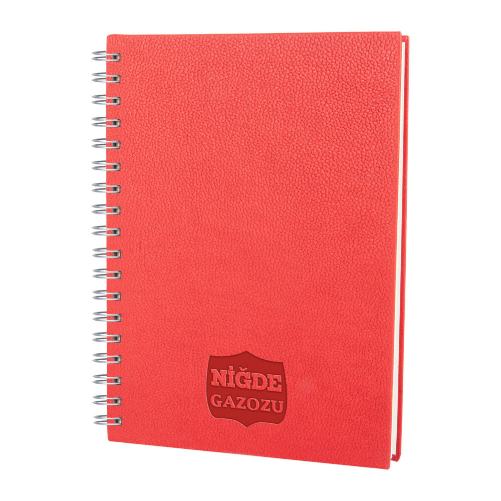 Altındağ Kırmızı Kareli Spiralli Tarihsiz Defter (17x24 cm) - Kırmızı logolu promosyon