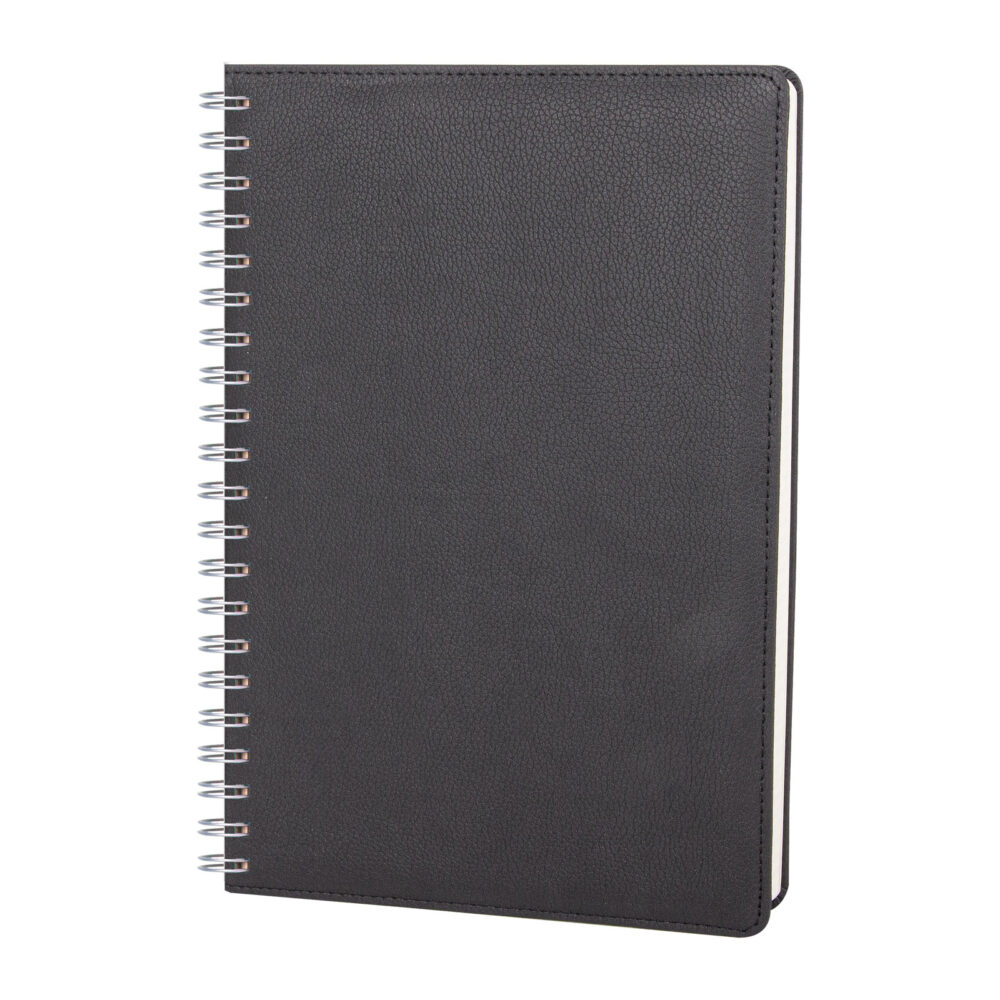 Plevne Siyah Kareli Tarihsiz Spiralli Defter (20x28 cm) - Siyah logolu promosyon