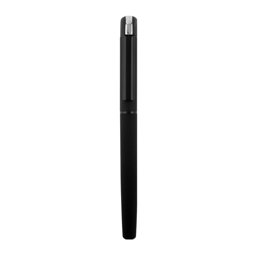 Kurşunlu Siyah Metal Roller Kalem - Siyah logolu promosyon
