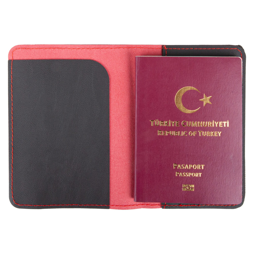 Pasaportluk Kırmızı Deri - Kırmızı logolu promosyon