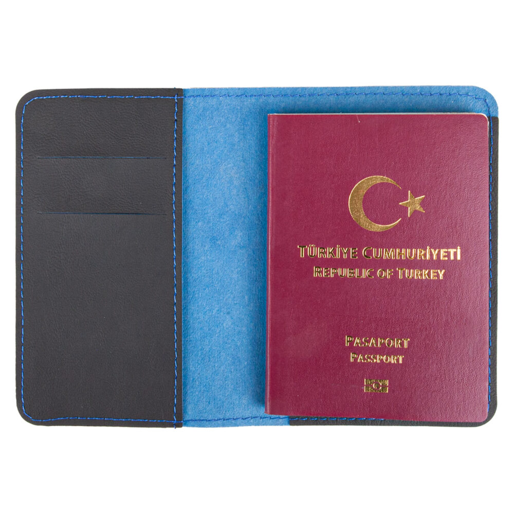 Pasaportluk Lacivert Deri - Lacivert logolu promosyon