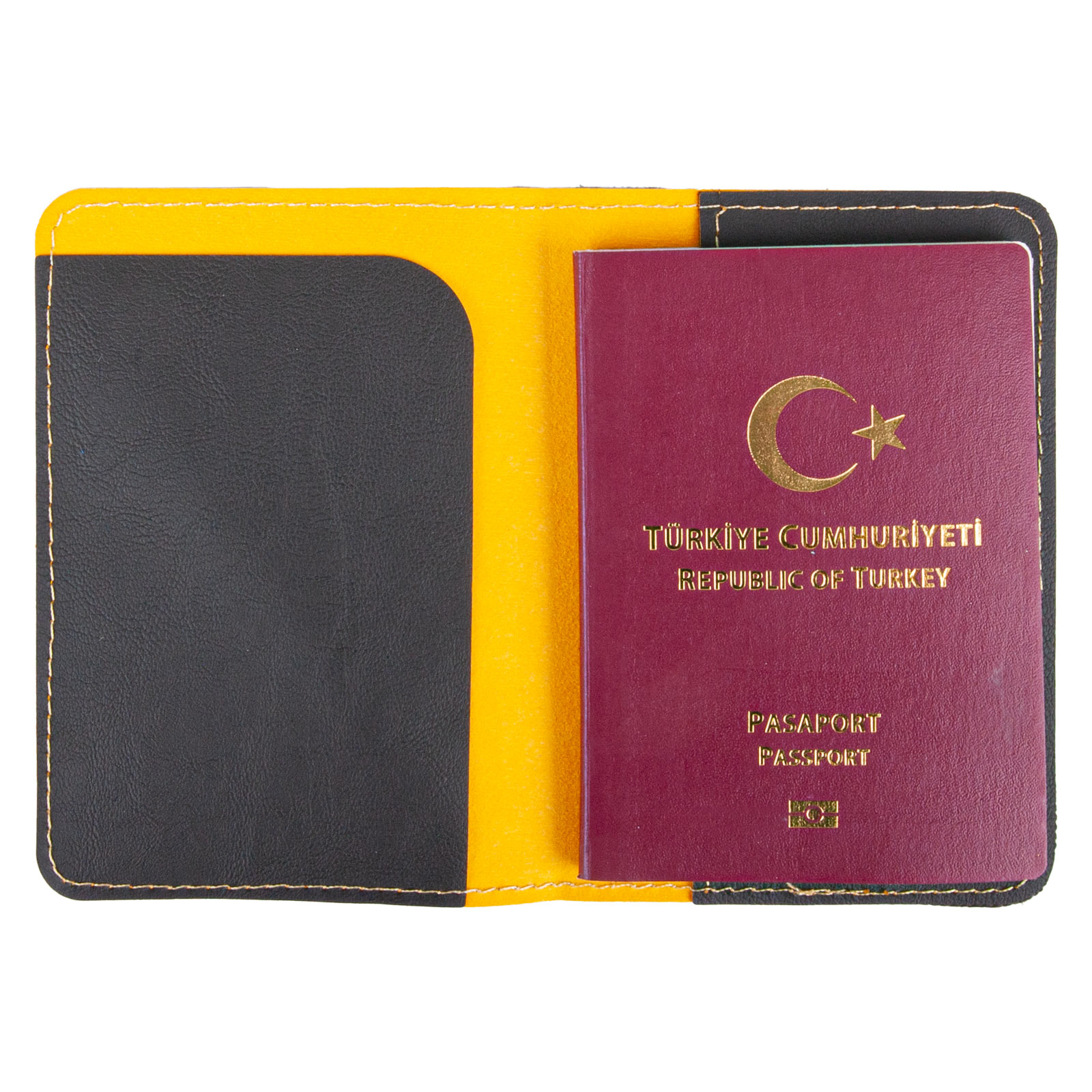 Pasaportluk Sarı Deri - Sarı logolu promosyon