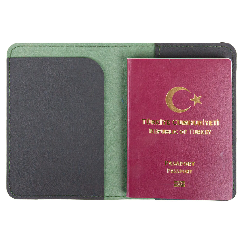 Pasaportluk Yeşil Deri - Yeşil logolu promosyon