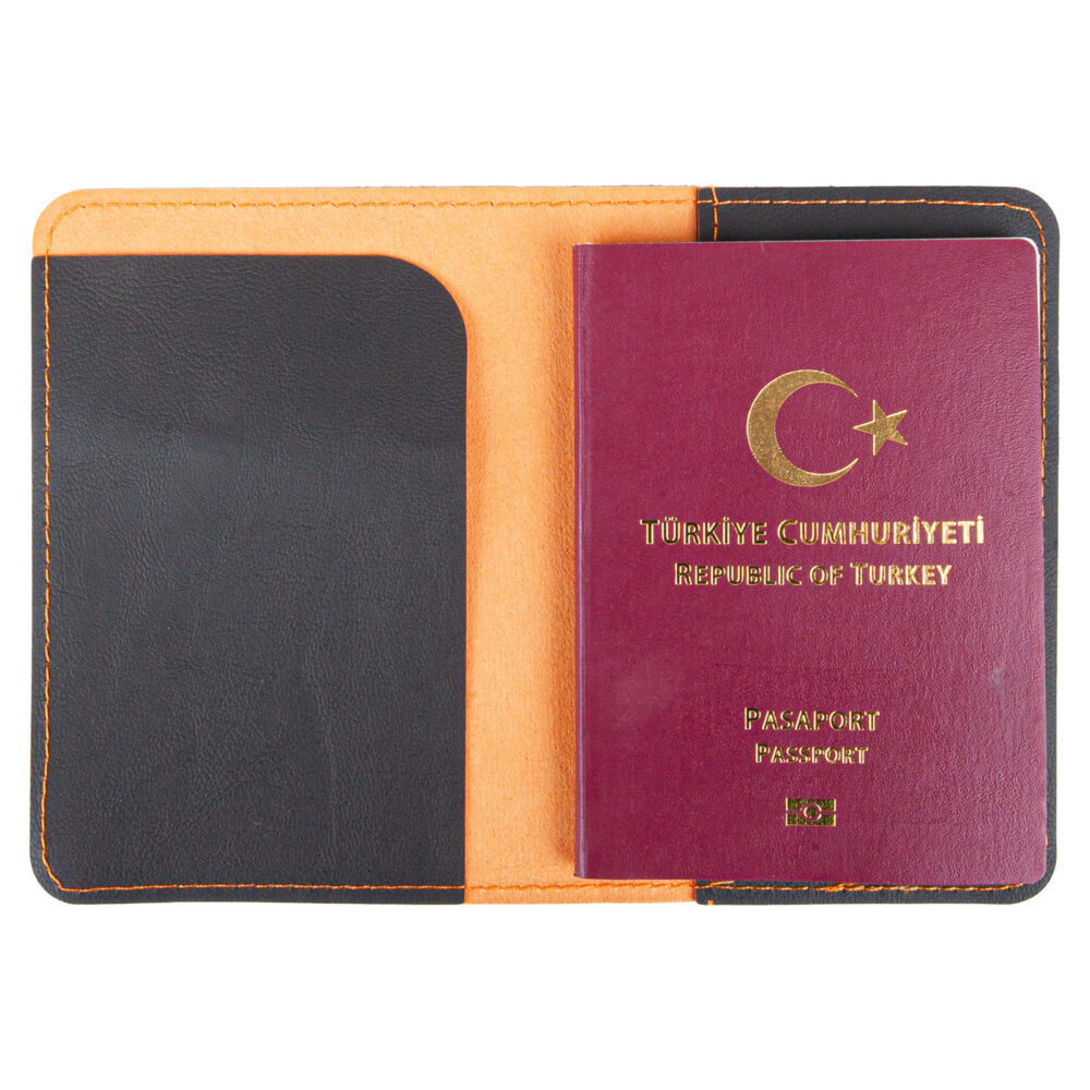 Pasaportluk Turuncu Deri - Turuncu logolu promosyon