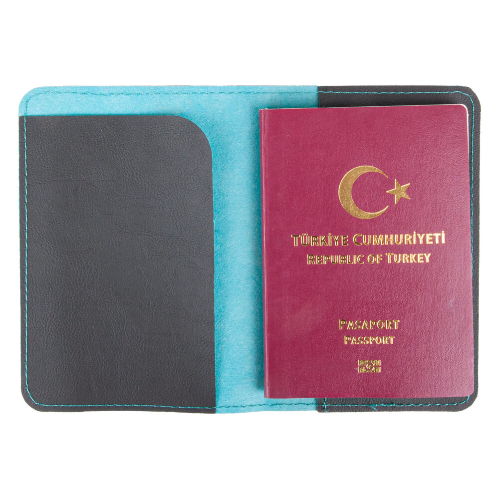 Pasaportluk Turkuaz Deri - Turkuaz logolu promosyon