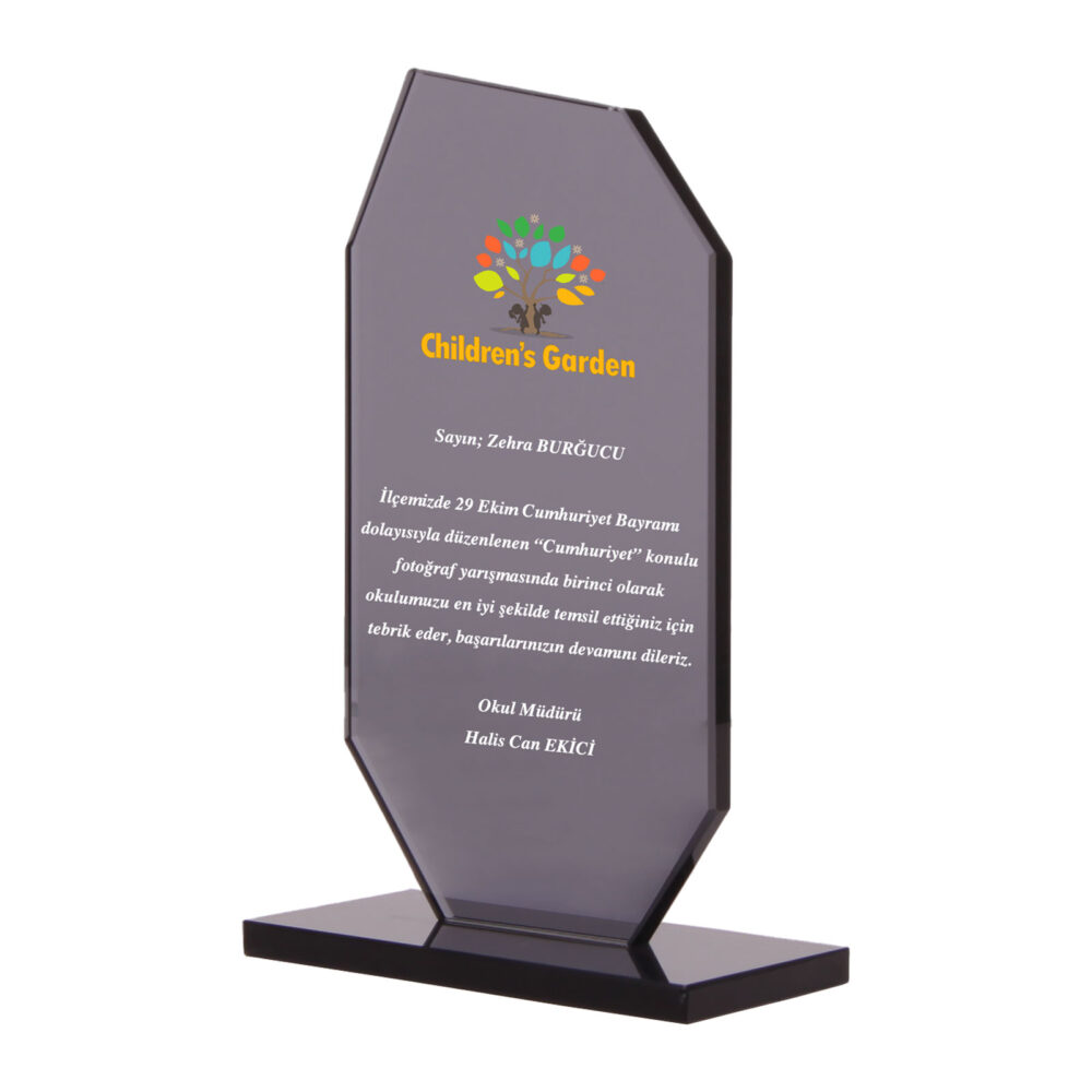 Oskay Siyah Kristal Plaket - siyah logolu promosyon