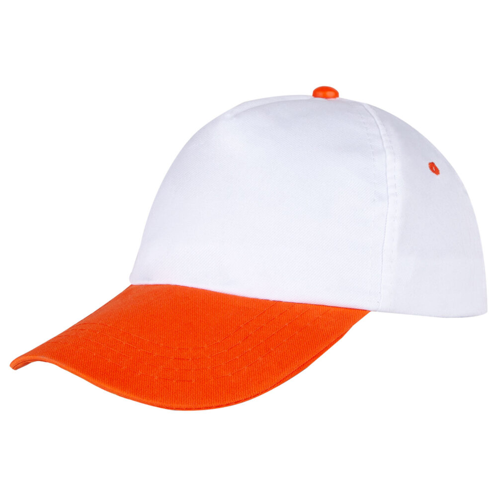 Papatya Beyaz-Turuncu Polyester Şapka - Beyaz - Turuncu logolu promosyon