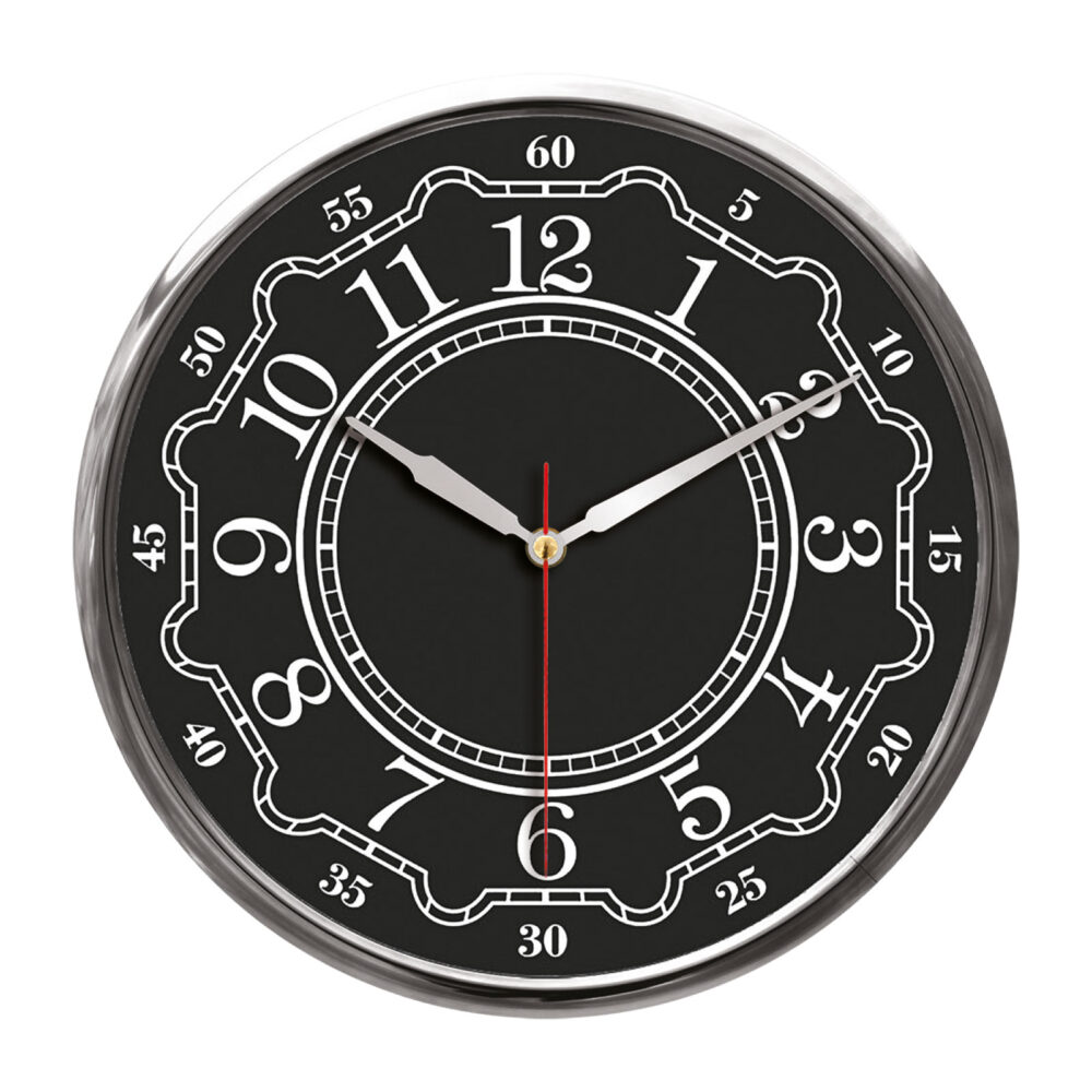 thor707 Siyah-Gümüş Metal Çerçeve Duvar Saati (320mm) - Siyah-Gümüş logolu promosyon
