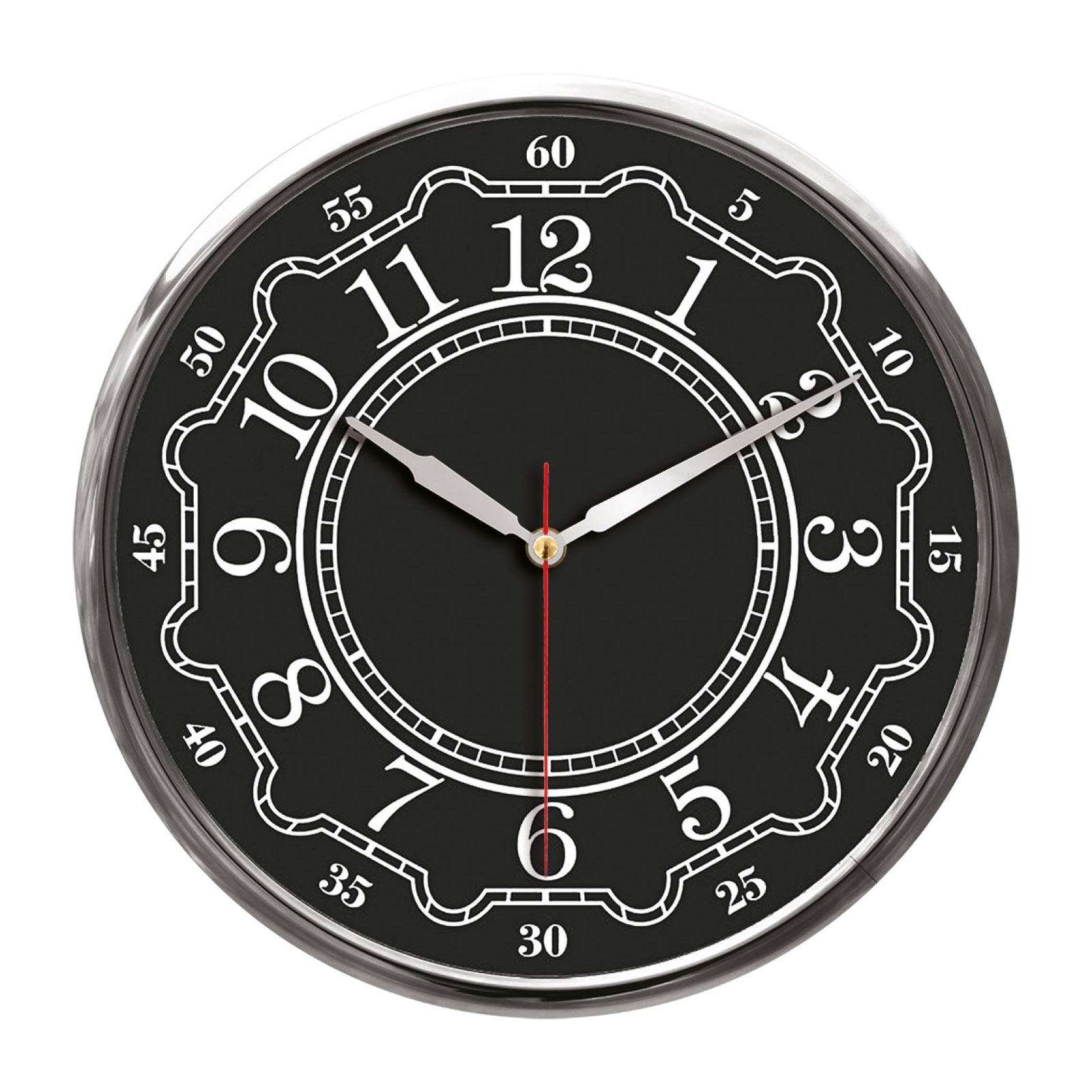 thor707 Siyah-Gümüş Metal Çerçeve Duvar Saati (320mm) - Siyah-Gümüş logolu promosyon