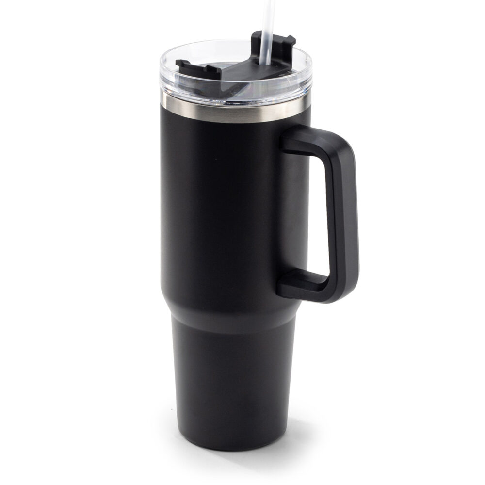 Adrasan Siyah 1200 ml Termos - Siyah logolu promosyon