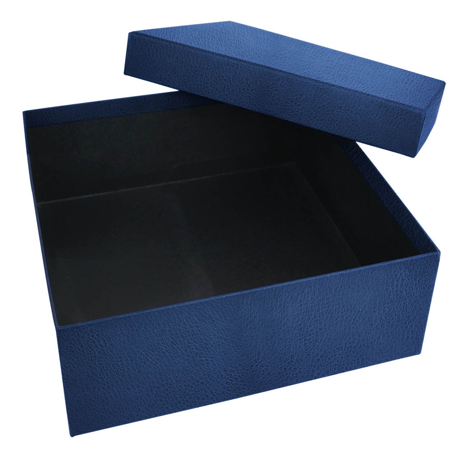 Sedir Lacivert Deri Görünümlü Geçme Kapak Kutu (30x30x10 cm) - Lacivert logolu promosyon