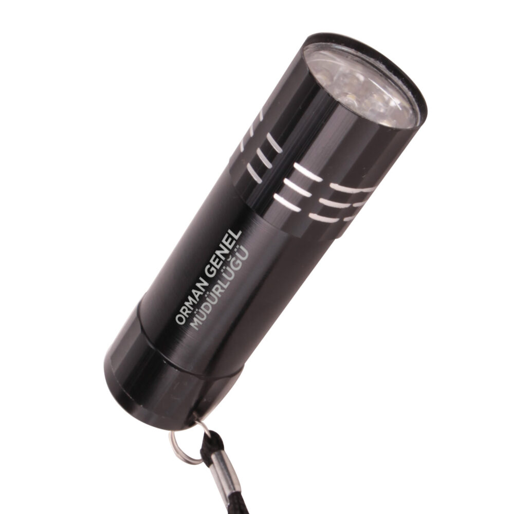 Kanarya Siyah 9 LED El Feneri - Siyah logolu promosyon