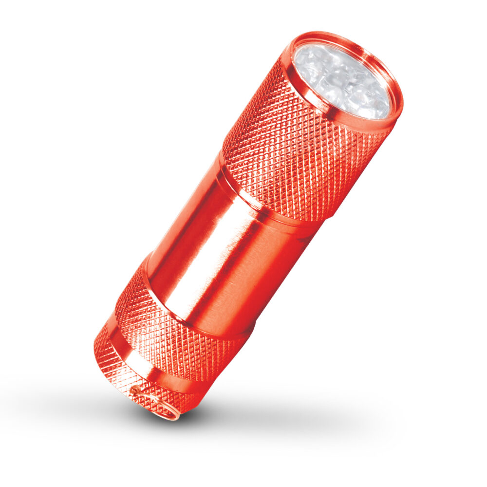 İspinoz Kırmızı 9 LED El Feneri - Kırmızı logolu promosyon