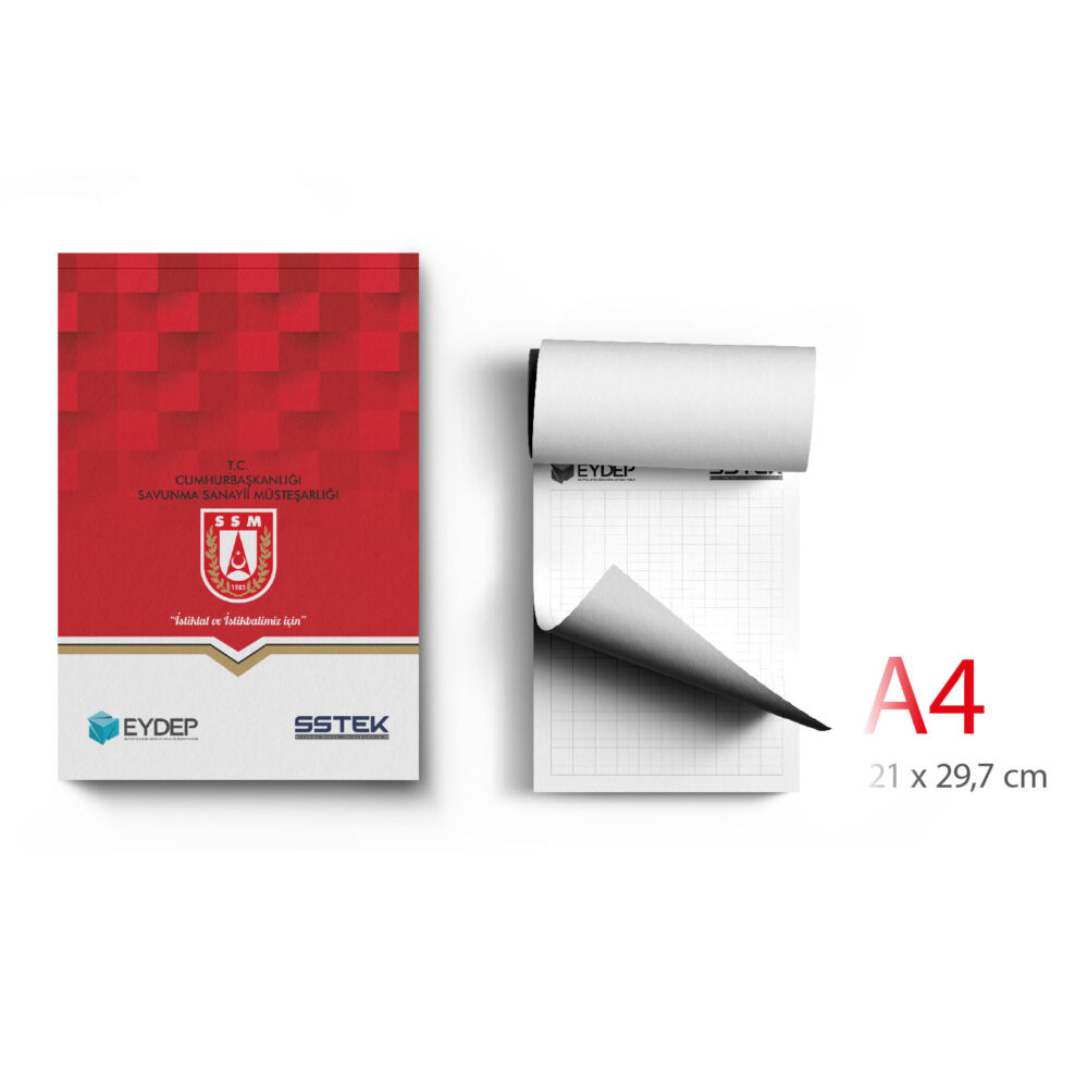 Ala-52 Kapak Geçmeli A4 Bloknot logolu promosyon